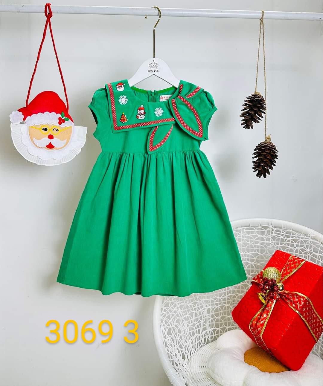 Mikikids Đầm nhung bé gái noel 3 màu 10kg-35kg