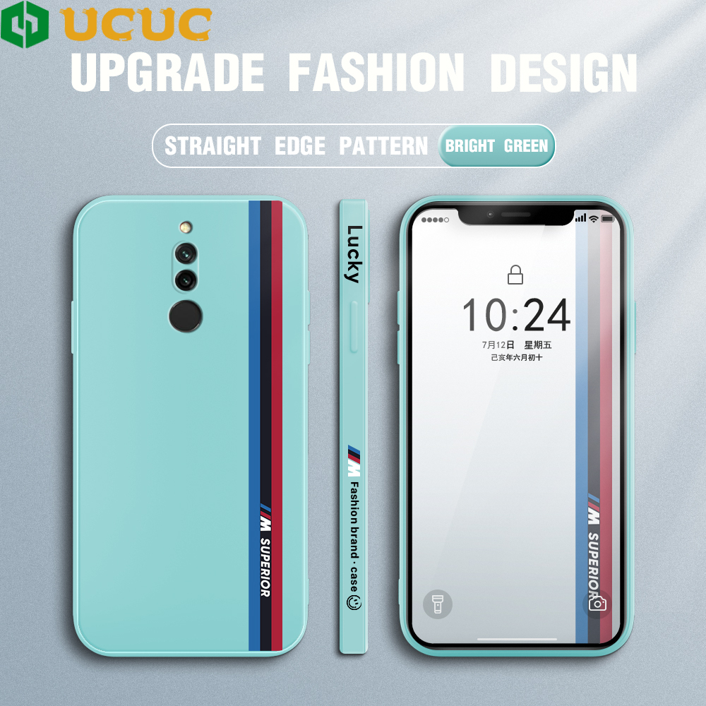 UCUC Casing Case For Xiaomi Redmi 8 /Redmi8 Case For Boys Racing Car Logo M Side Design Square Edge Pattern Liquid Silicone Full Cover Camera Shockproof Case