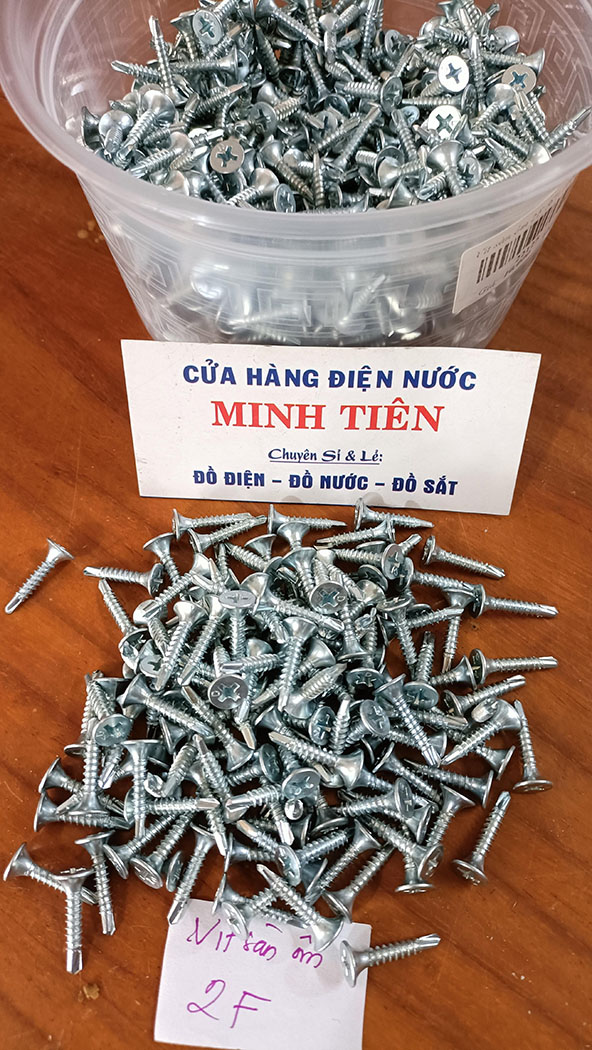 1 kg đinh vít sàn ốm tự khoan đầu bằng, vít bắn sắt đuôi cá thân ốm, đầu bằng nhiều kích thước từ 1f6 , 2f, 3f, 4f, 5f