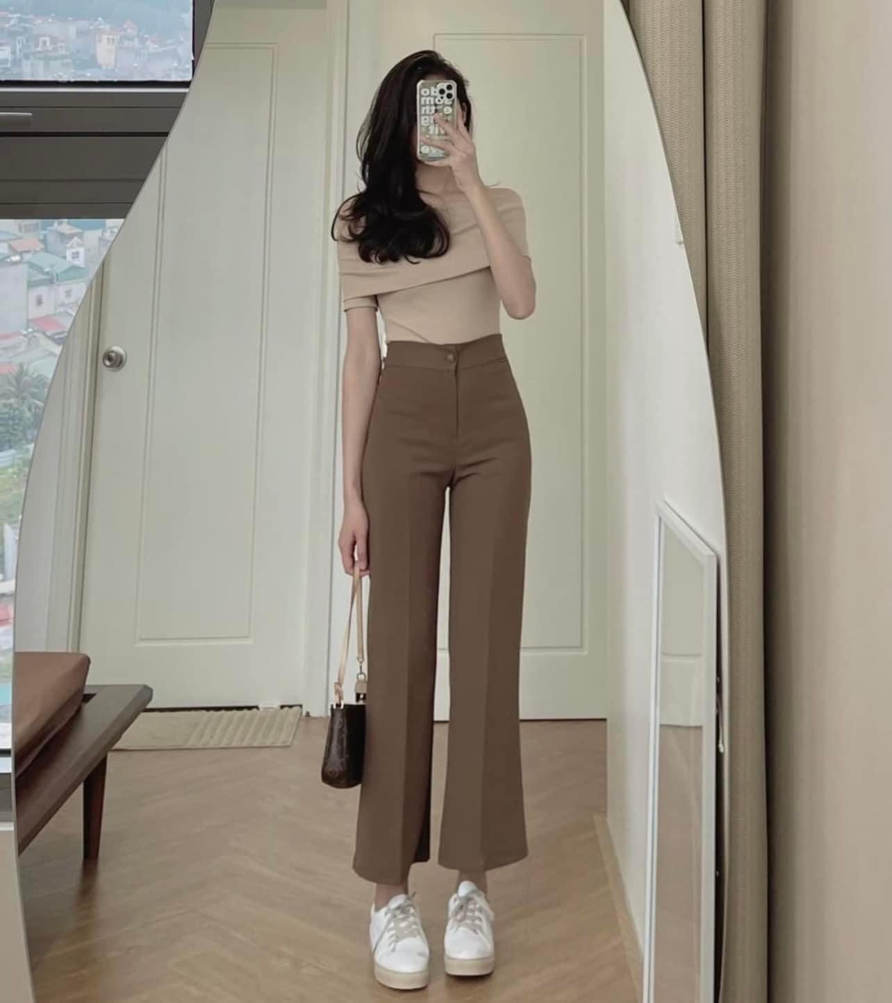 Quần công sở, big size quần học sinh vải tây mềm nhẹ ống đứng loe nhẹ bên dưới cực kỳ tôn dáng.