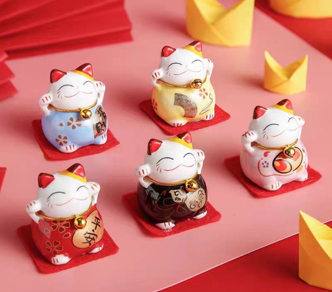 bộ 5 chú mèo thần tài mini