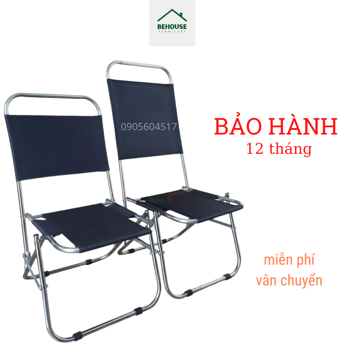 Ghế xếp inox cà phê cafe vải bố