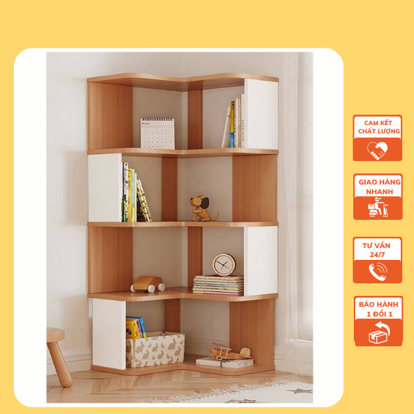 Kệ sách vuông 90 độ gốc chữ v 5 tầng/kệ sách gỗ / kệ sách góc tường