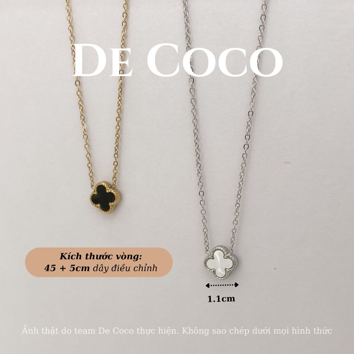 Vòng cổ, dây chuyền nữ có 4 lá Lucky Clover De Coco