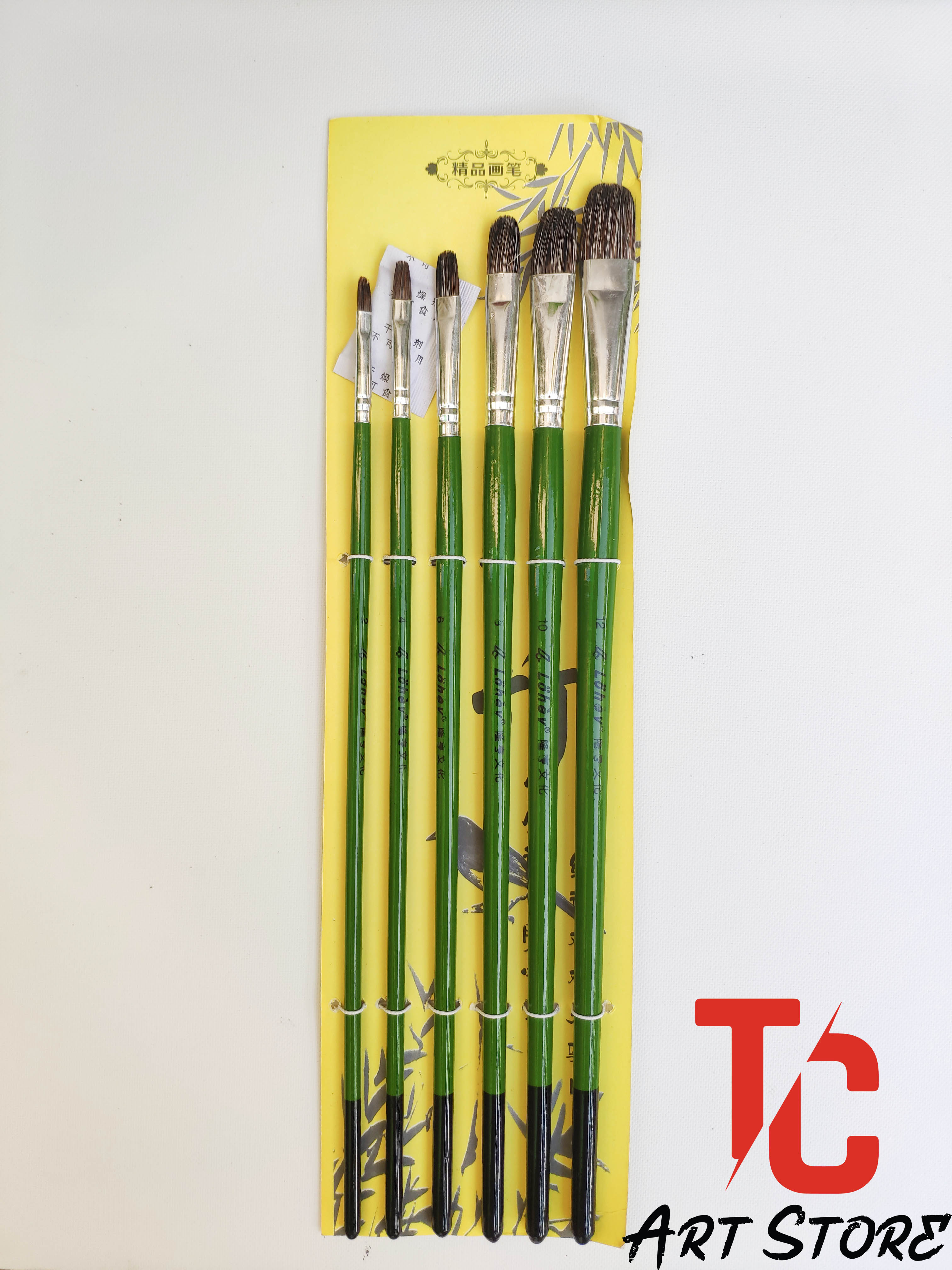 [TC Art Store] Bộ 6 Cọ Đầu Oval Maries Màu Xanh Lá