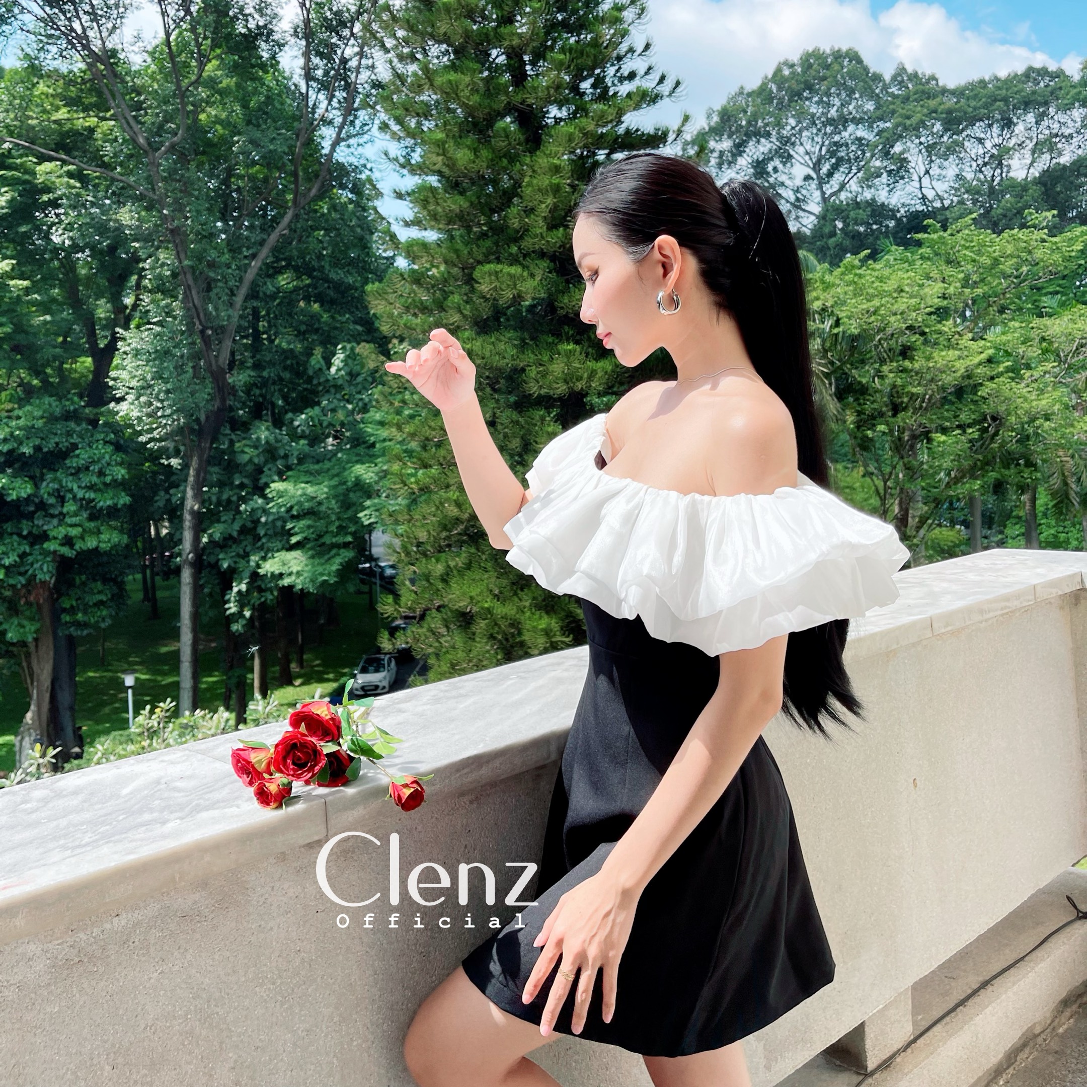 [ Clenz - Váy thiết kế cao cấp ] Đầm đen trễ vai dự tiệc sang chảnh D12