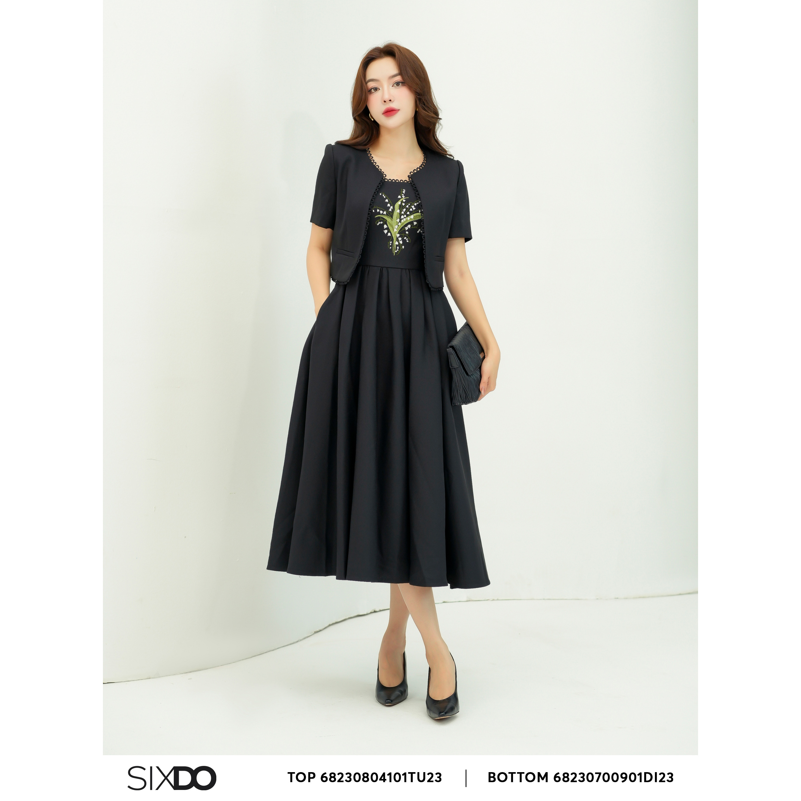 Áo Vest nữ thô dáng lửng SIXDO (Black Short Sleeves Raw Vest)
