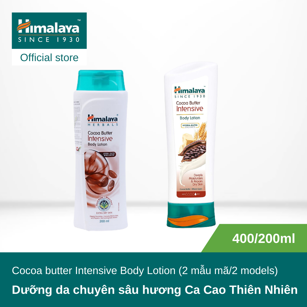 [HÀNG CHÍNH HÃNG]Sữa dưỡng thể bơ ca cao giúp dưỡng ẩm, tăng độ đàn hồi và sáng mịn - Himalaya Cocoa Butter Intensive Body Lotion 200ml