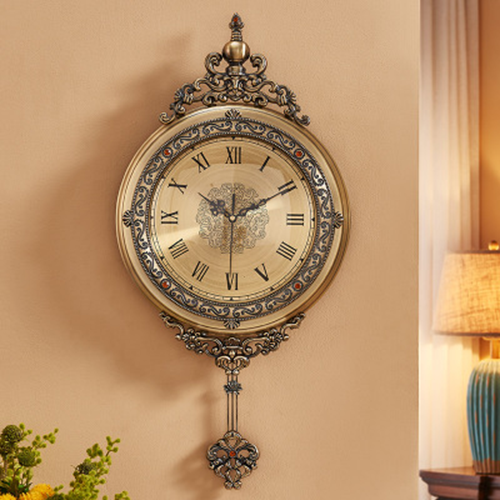 Đồng living room decoration clock-clock Wall neo-classical Roman number face attached fruit rattles, color Classic luxury
