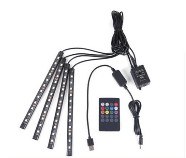 Đèn LED Gầm Ghế Ô Tô Giắc Cắm USB 48 Bóng Nháy Theo Nhạc