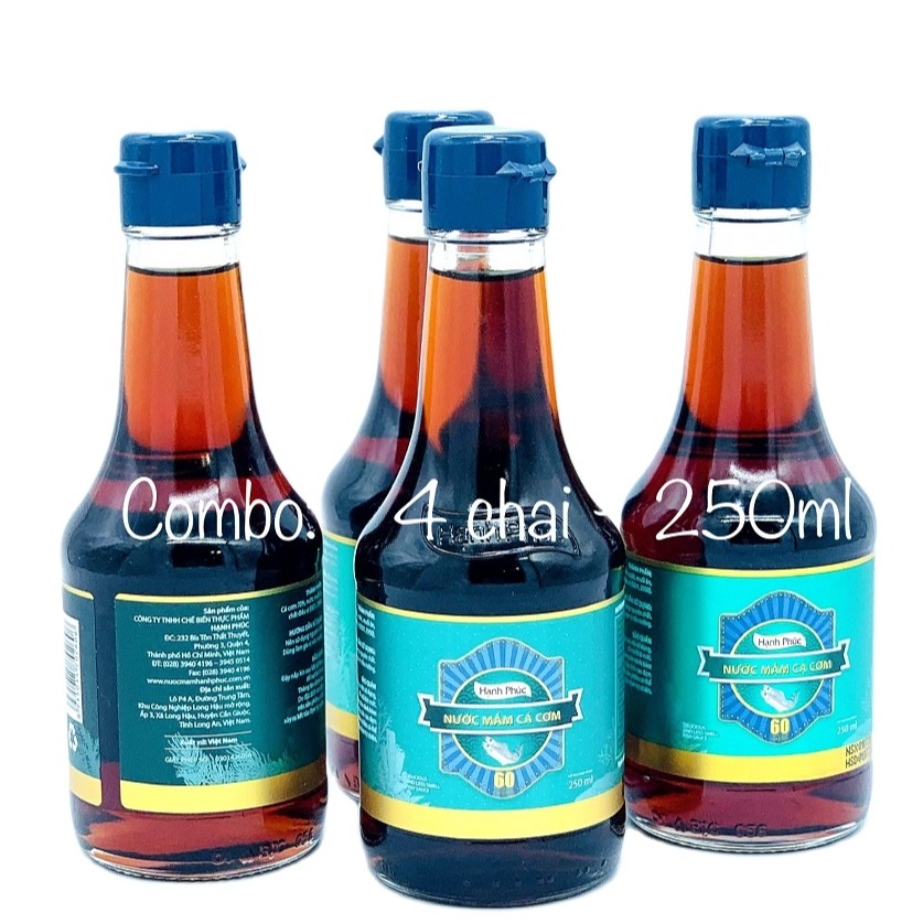 (Hộp 4 Chai 250ml- Thùng XỐP) Nước mắm Hạnh Phúc 60 độ đạm