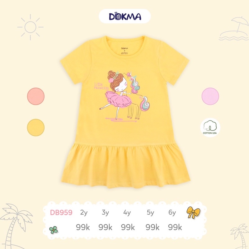 [Dokma] Váy, Đầm cộc tay Mùa Hè dáng xòe chất mềm, mát (2-6y)