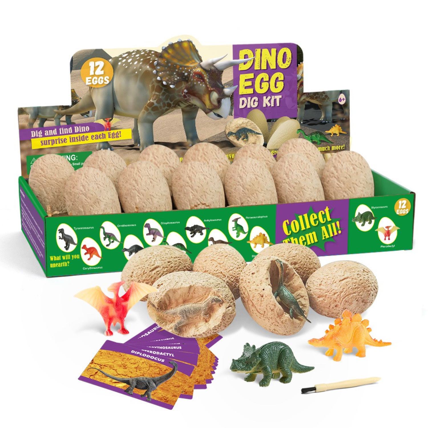 Set 12 trứng khủng long hóa thạch - đồ chơi khủng long khảo cổ học Mh: B0017