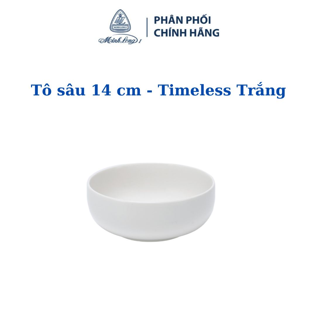 Tô sâu 14 cm timeless trắng - gốm sứ cao cấp minh long i
