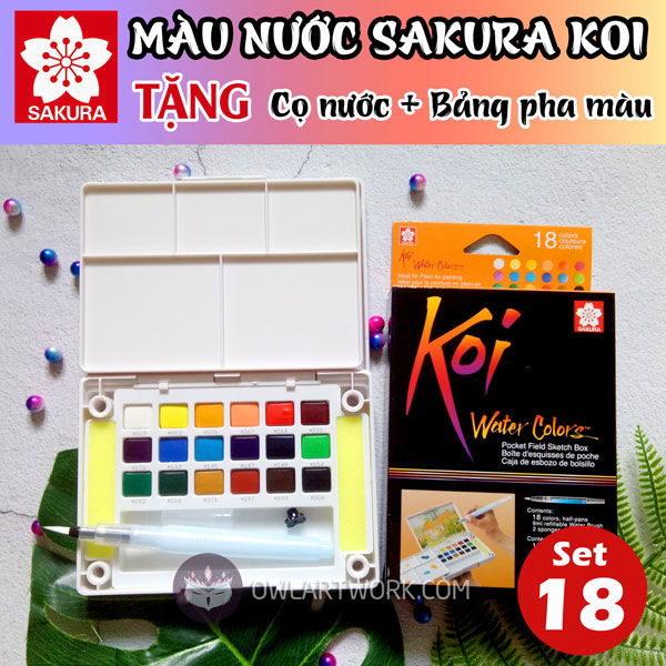 Màu Nước SAKURA KOI dạng nén Set 18 Màu