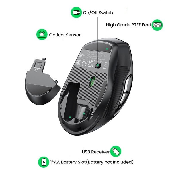 Chuột Bluetooth 5.0 Ugreen 90855( Silent + Wireless 2.4Ghz + Bluetooth 5.0) - Hàng Chính Hãng BH 18 Tháng