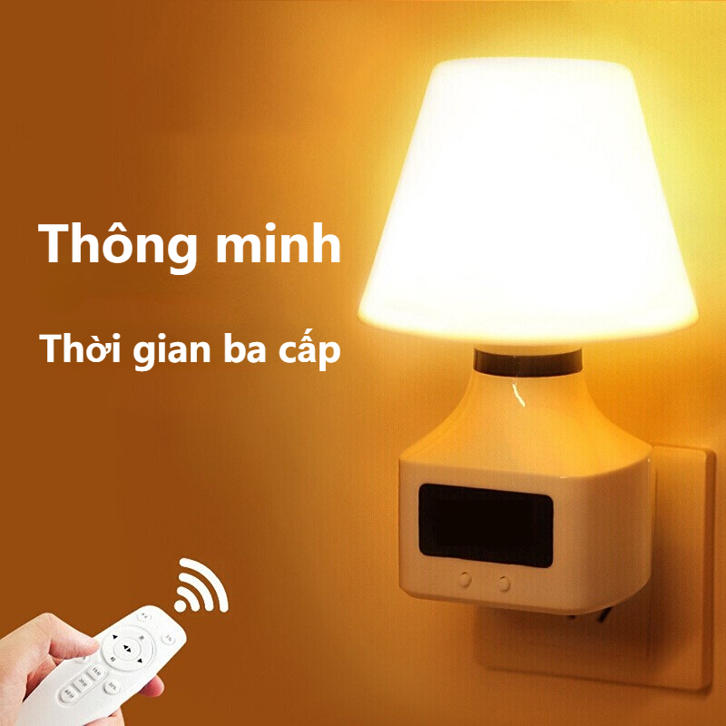 Led Small Night Light Intelligent Remote Control Clock Light Bedroom Night Light Bedside Lamp Small Table Lamp Timer Switch Ten-Speed Dimming