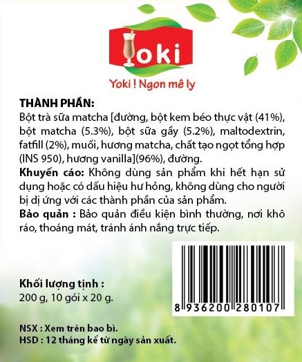 2 Set Trà sữa Matcha trân châu thủy tinh Yoki 50g