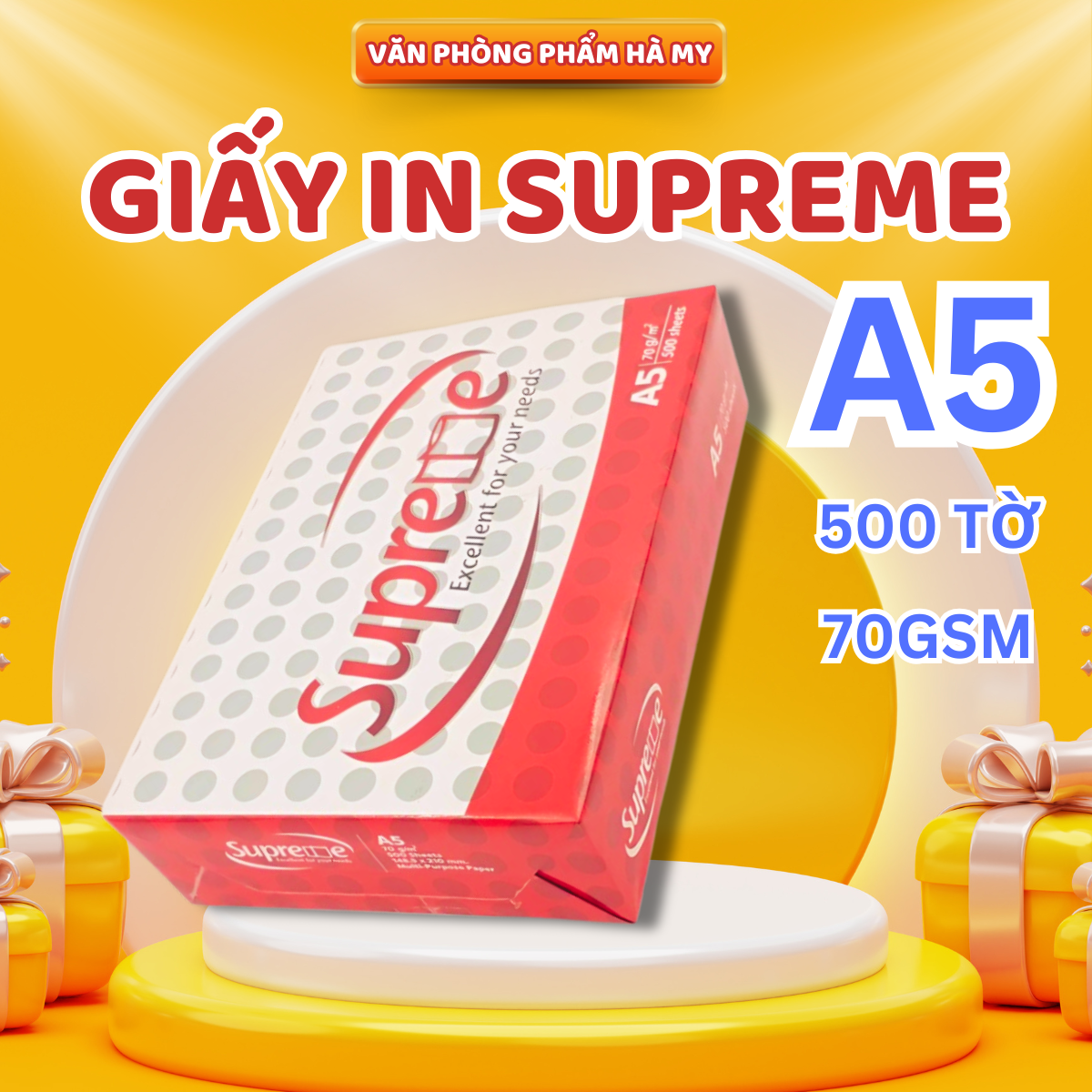 Thùng Giấy in Văn Phòng Supreme 70Gsm Khổ A4/A5 Chính Hãng Thái Lan