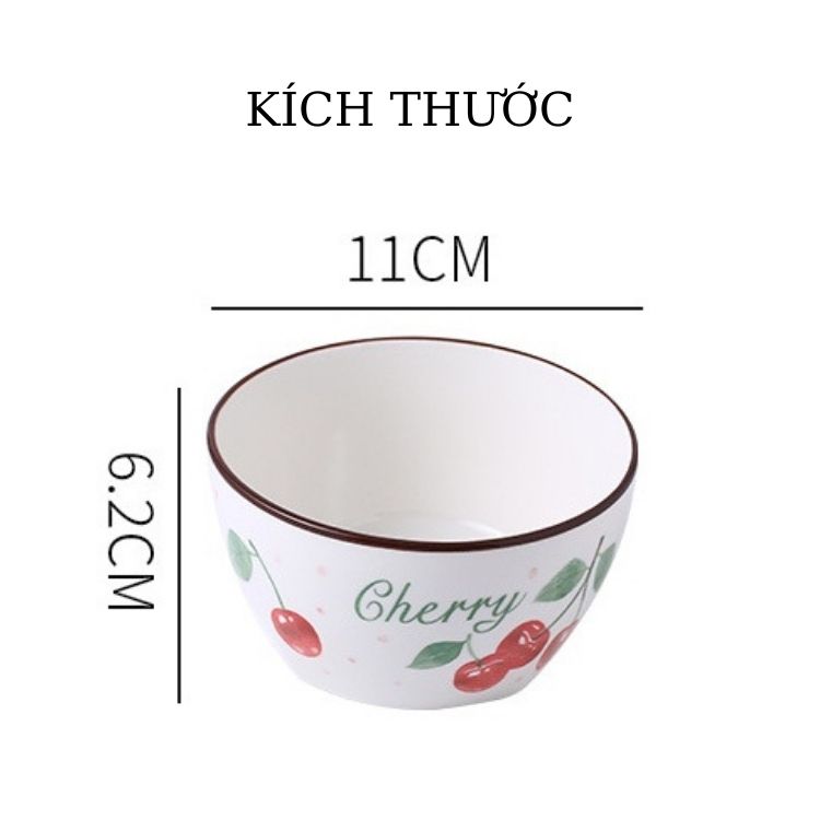 [HCM]Chén Bát Ăn Cơm Bằng Sứ Hình Hoa Cúc Dâu Tây Cherry