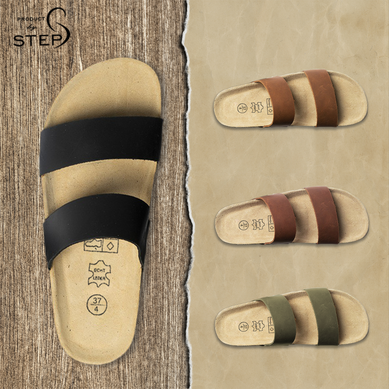 Dép đế trấu Da thật Quai đôi (Size 35-45)
