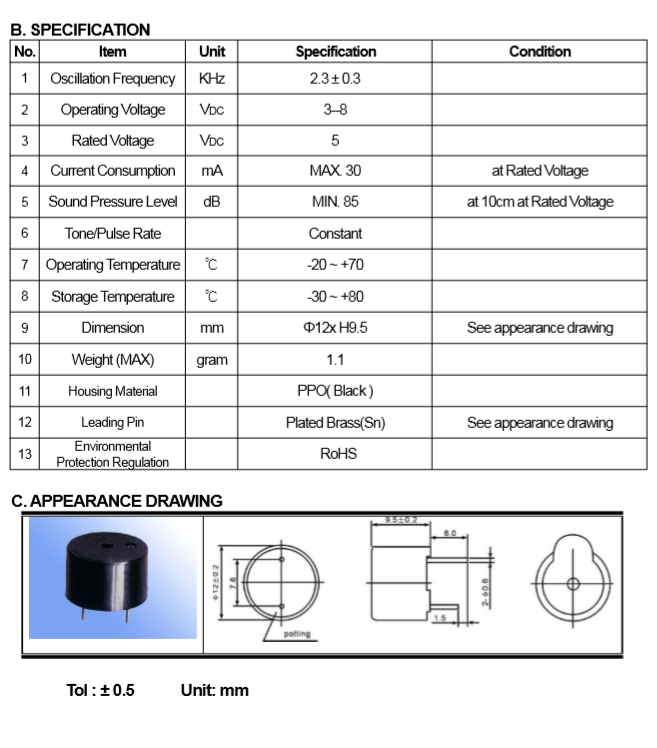 Loa - Còi chip - Buzzer 3V 5V 12V