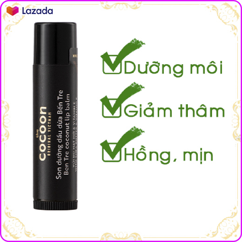 Son Dưỡng Môi Cocoon Dầu Dừa Bến Tre 5g giảm thâm môi, dưỡng môi mịn màng nhập khẩu