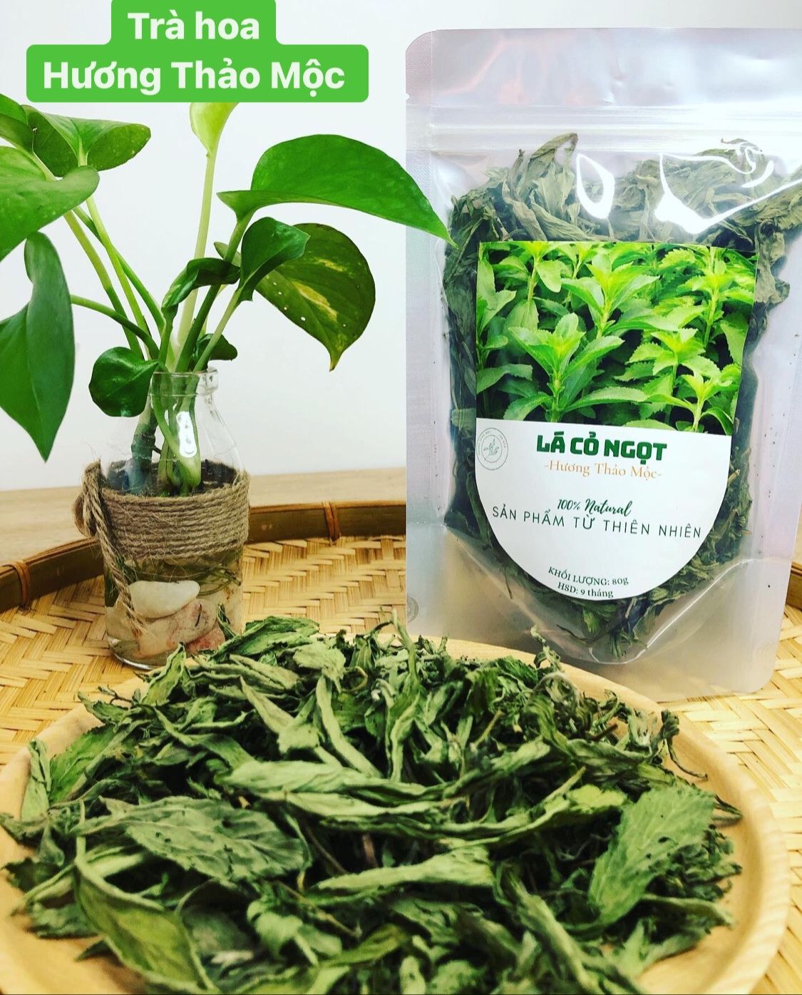 Trà Cỏ Ngọt (Nguyên lá) - Hương Thảo Mộc Trà Hoa