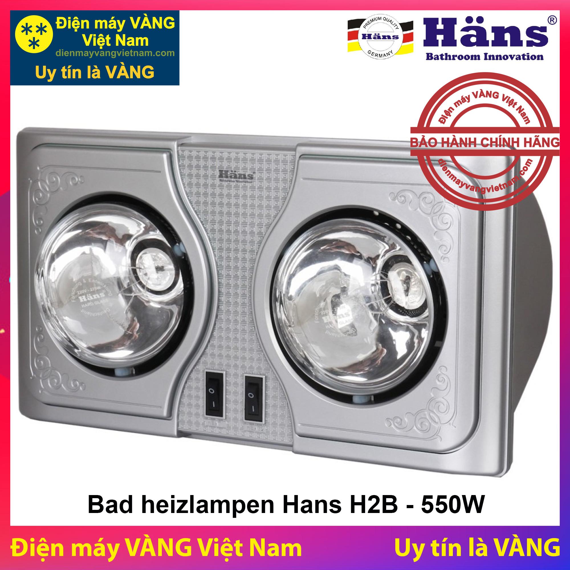 Đèn sưởi nhà tắm 2 bóng Hans H2B - Hàng công ty
