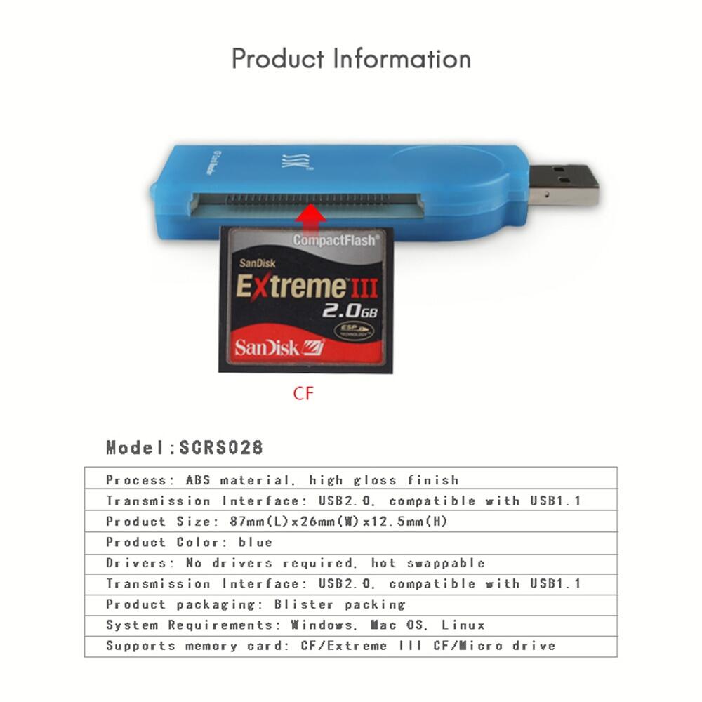 SSK CF Card Reader USB2.0 Compact Flash USB Card Reader