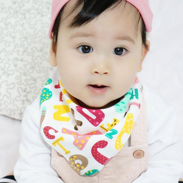 Khăn Yếm Tam Giác Cotton 2 Lớp Cúc Bấm
