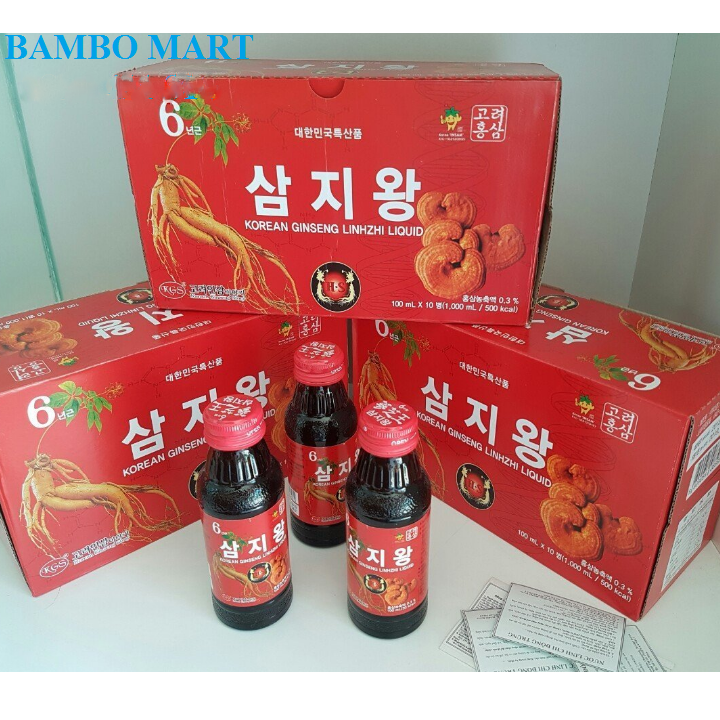 NƯỚC HỒNG SÂM LINH CHI HÀN QUỐC HỘP 10 CHAI