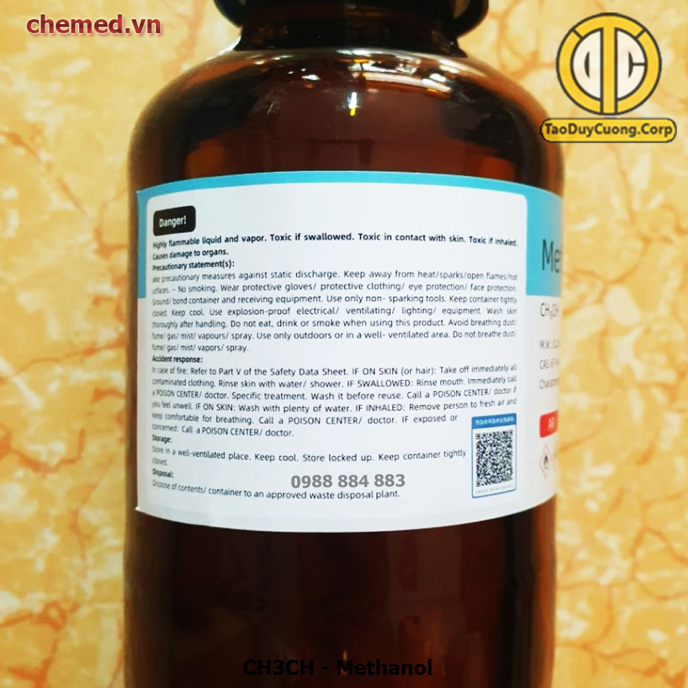 Hóa chất CH3OH - Methanol 500ml dùng trong y tế