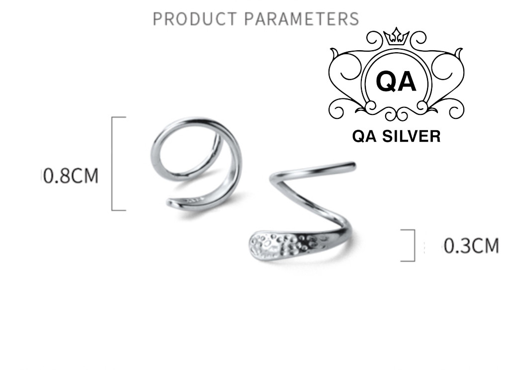 Khuyên tai bạc 925 kẹp vành xoắn ốc bông nữ cuộn S925 HELIX QA SILVER Earrings EA190805