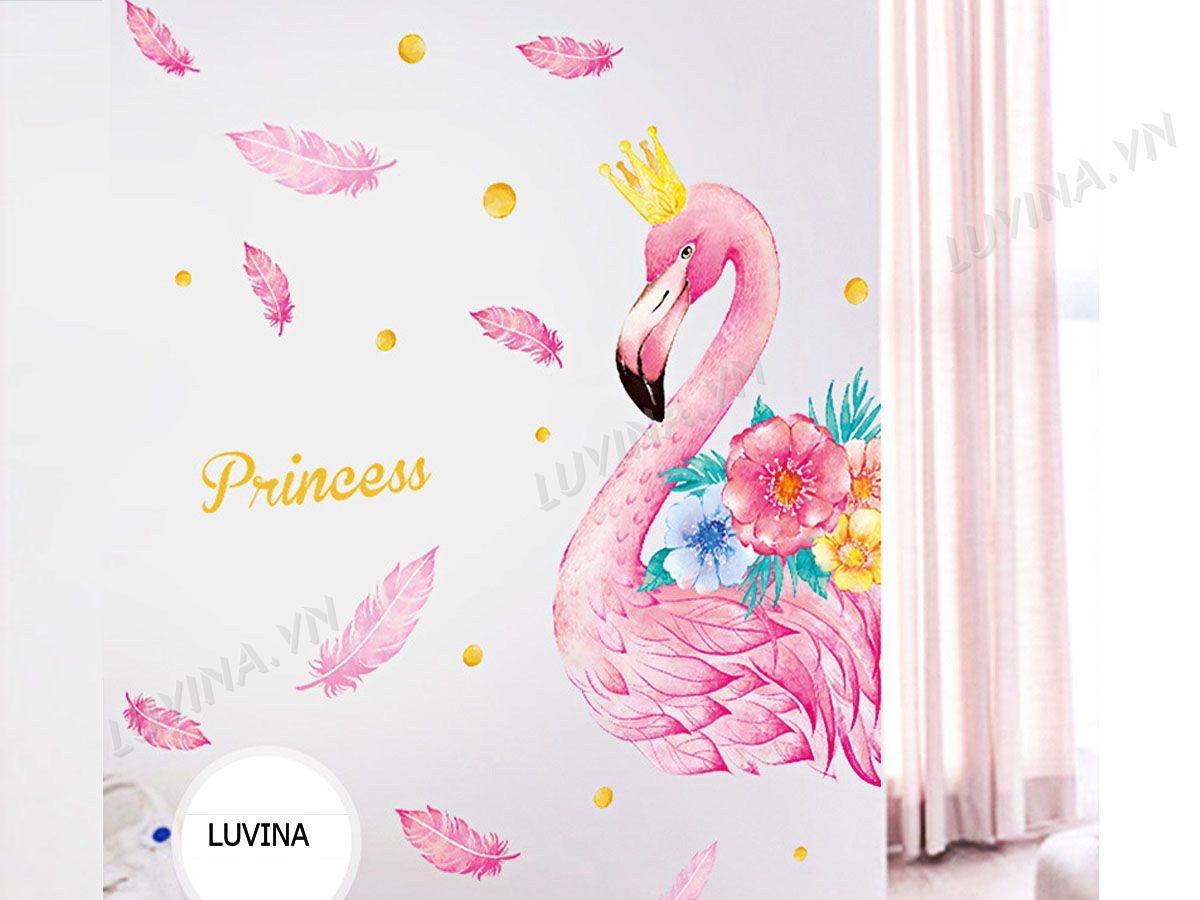 Decal tranh dán tường Công chưa hạc hồng