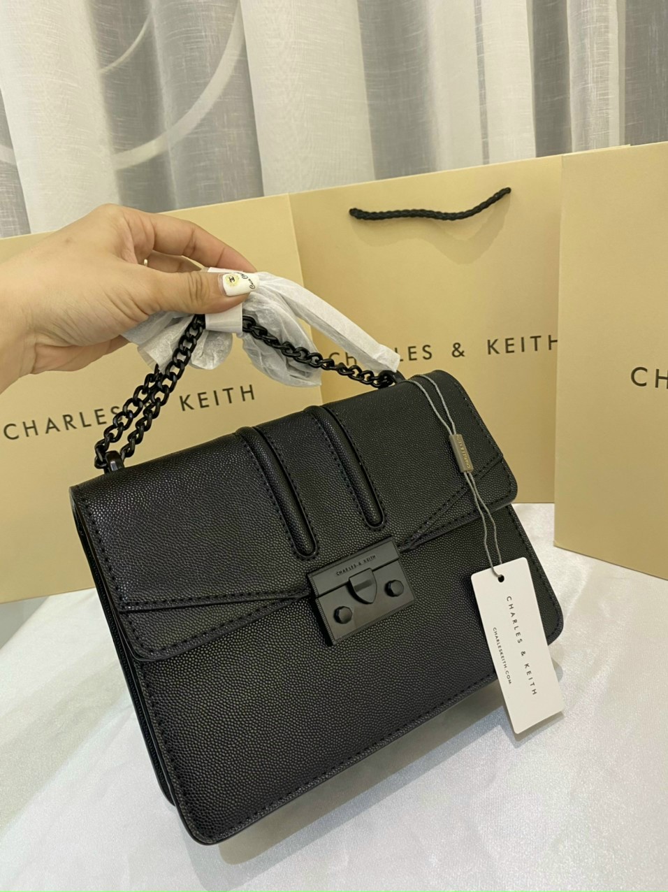 Túi CNK Quỳnh Búp Bé Khóa Full Đen