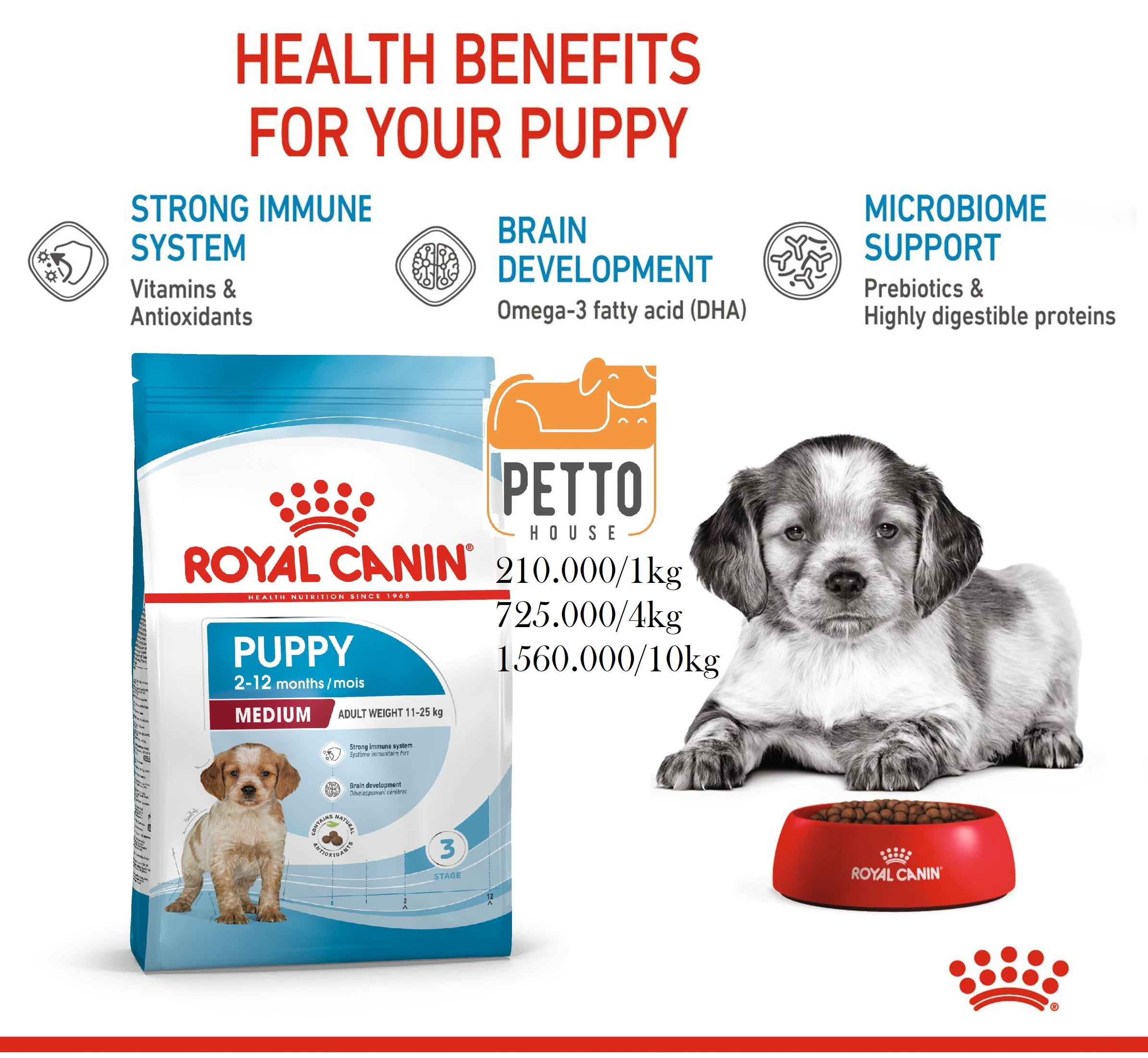Royal Canin Medium Puppy 10kg hạt khô thức ăn cho chó con dưới 12 tháng tuổi sản xuất tại pháp