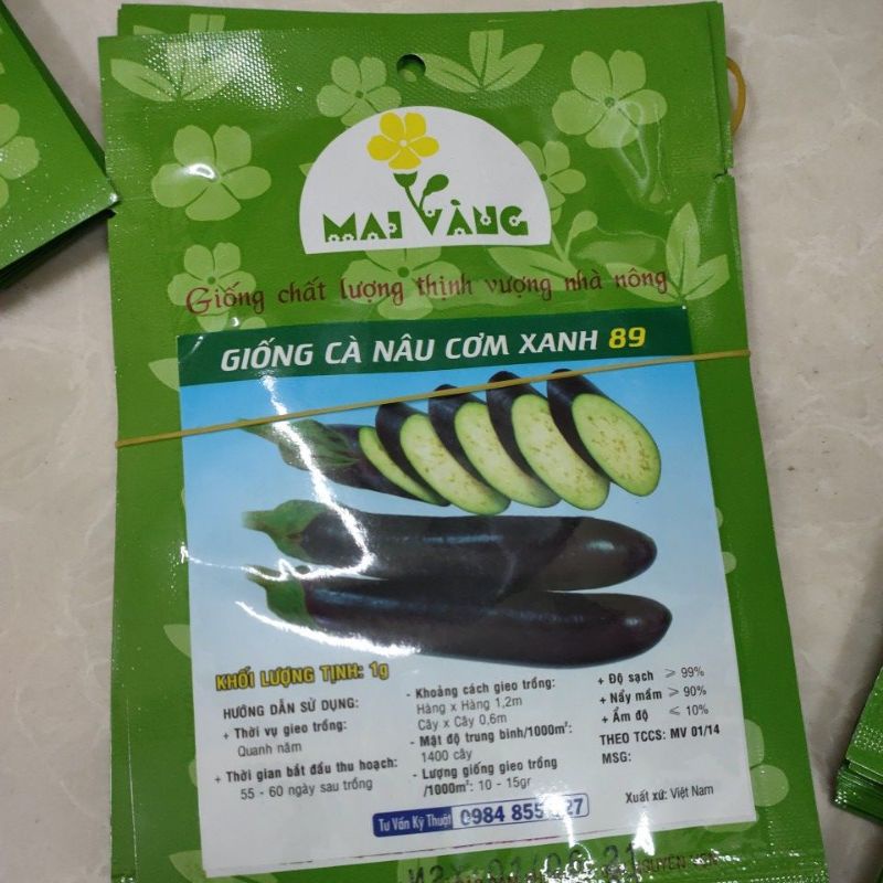 [HCM][Gói 1g] Hạt giống Cà tím cơm xanh (cà tím dài)
