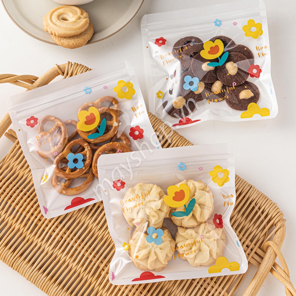 10 Túi zip vuông đựng bánh quy Hoa & Gió