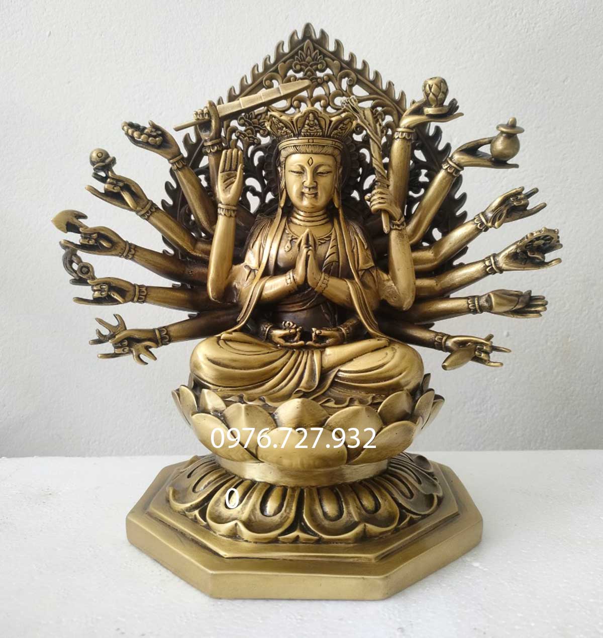 Tượng phật chuẩn đề bằng đồng, tượng chuẩn đề cao 25cm, Phật mẫu Chuẩn đề, giá tượng Chuẩn đề bằng đồng