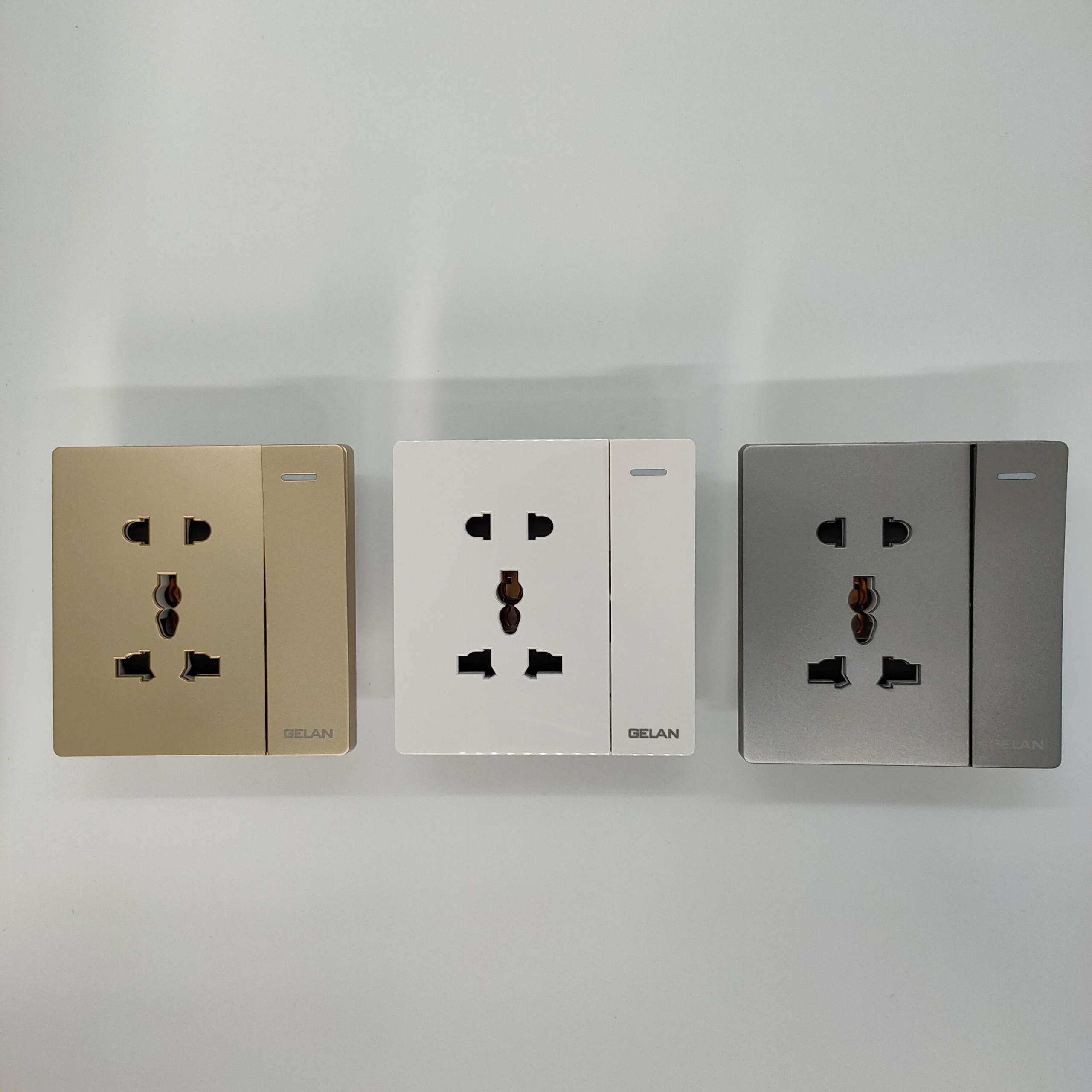 Bộ ổ cắm đôi 5 chấu có công tắc 1 chiều/ 2 chiều Gelan