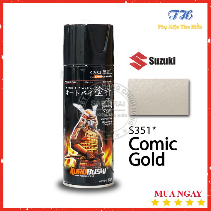 Chai xịt sơn samurai màu vàng đồng - mã s351