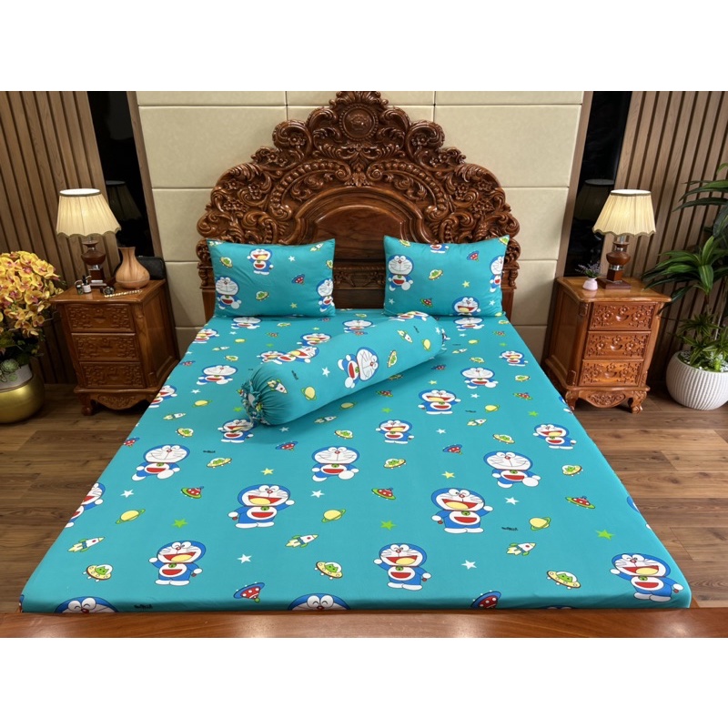 bộ ga gối thun hàn quốc Doremon ( nhận may theo yêu cầu)