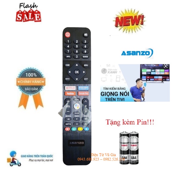 _ Remote Điều khiển TV Asanzo giọng nói- Hàng mới chính hãng theo máy 100% Tặng kèm Pin!!!
