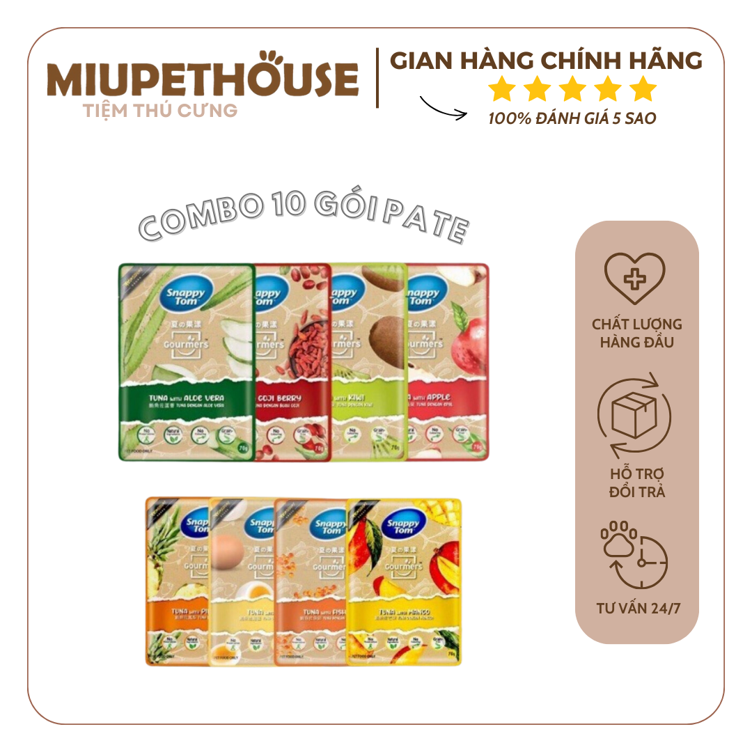 Combo 10 gói pate Snaρpy Tom trái cây 70gr mix vị