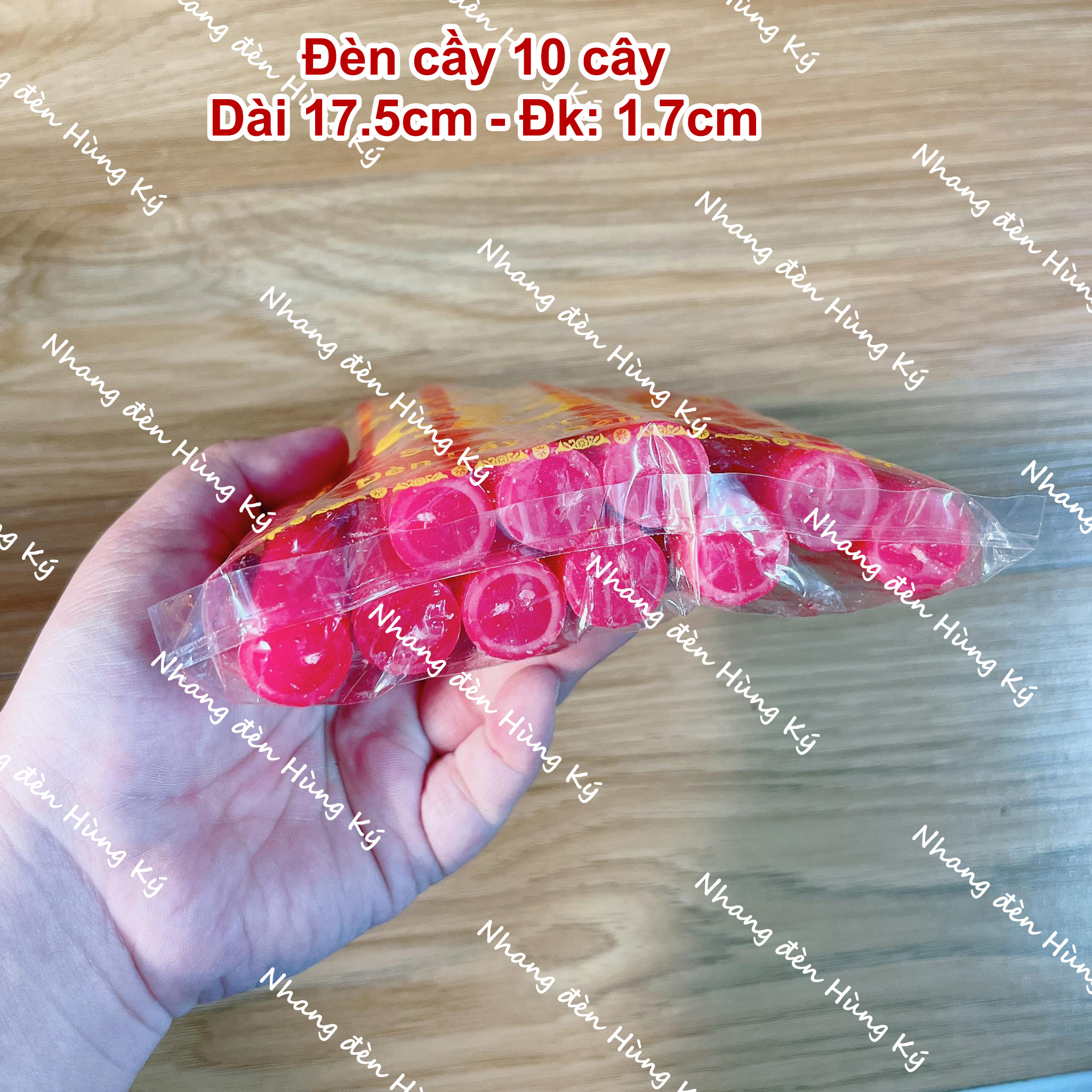 Đèn cầy sáp đỏ 10 cây cao 17.5cm