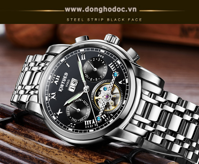 Đồng hồ Cơ Nam KINYUED - Dây Thép Đúc Đặt - Máy Automatic cao cấp