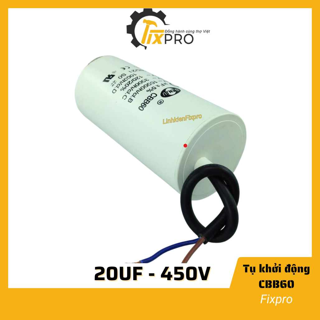 Tụ khởi động cbb60 20uf 450v senju màu trắng xịn
