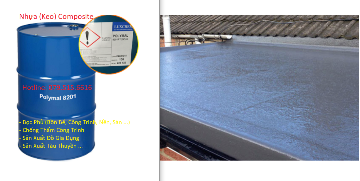 3Kg Keo (Nhựa) Composite (Chống Thấm, Bọc Phủ …) + 1Kg Sợi Thủy Tinh + Chất Đóng Rắn - Combo