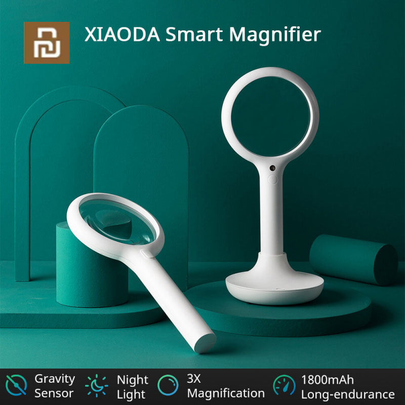 Xiaomi Youpin Xiaoda Multifunction Magnifier Smart Magnifying Glass Gravity Sensor 3x HD Glass Lens LED Night Light Function